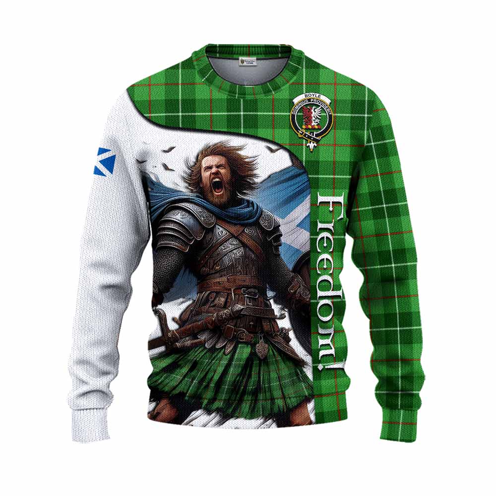 Tartan Vibes Clothing Boyle Crest Tartan Knitted Sweater Inspired by the Freedom of Scottish Warrior