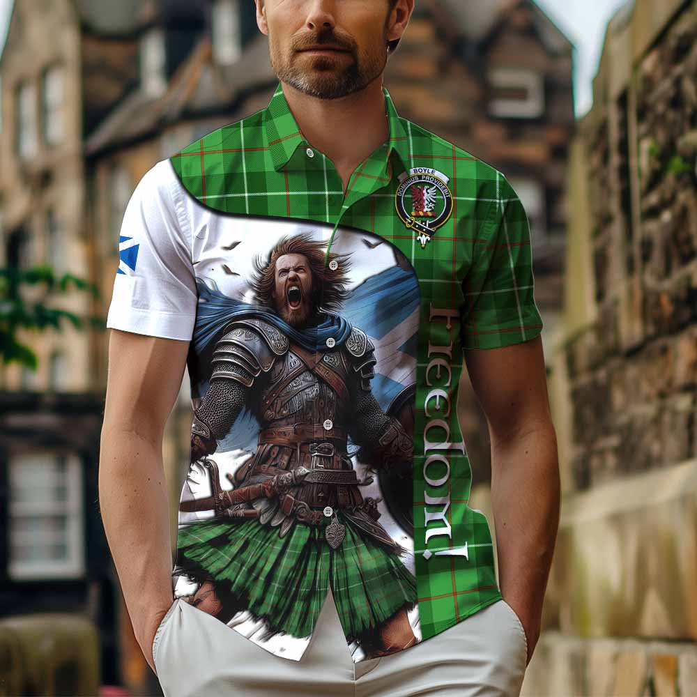 Tartan Vibes Clothing Boyle Crest Tartan Short Sleeve Button Shirt Inspired by the Freedom of Scottish Warrior