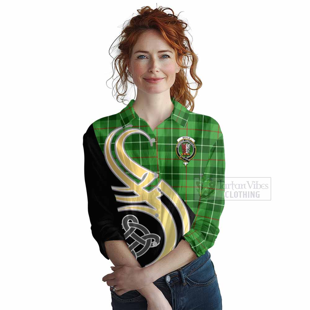 Tartan Vibes Clothing Boyle Tartan Women's Casual Shirt with Family Crest and Celtic Symbol Style