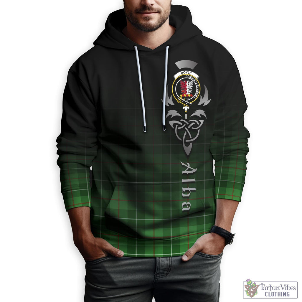 Tartan Vibes Clothing Boyle Tartan Hoodie Featuring Alba Gu Brath Family Crest Celtic Inspired