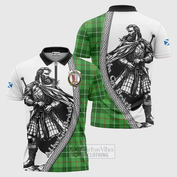 Boyle Tartan Clan Crest Zipper Polo Shirt with Highlander Warrior Celtic Style