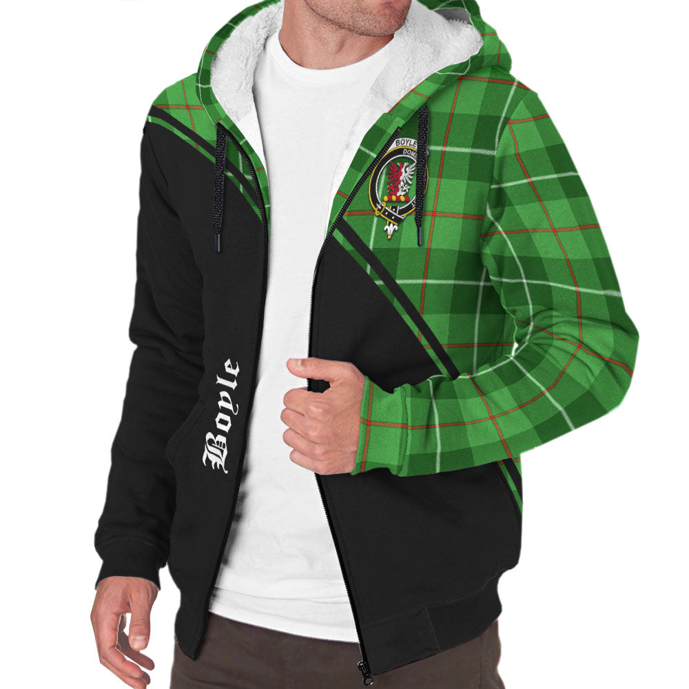 Boyle Tartan Sherpa Hoodie with Family Crest Curve Style Unisex - Tartan Vibes Clothing