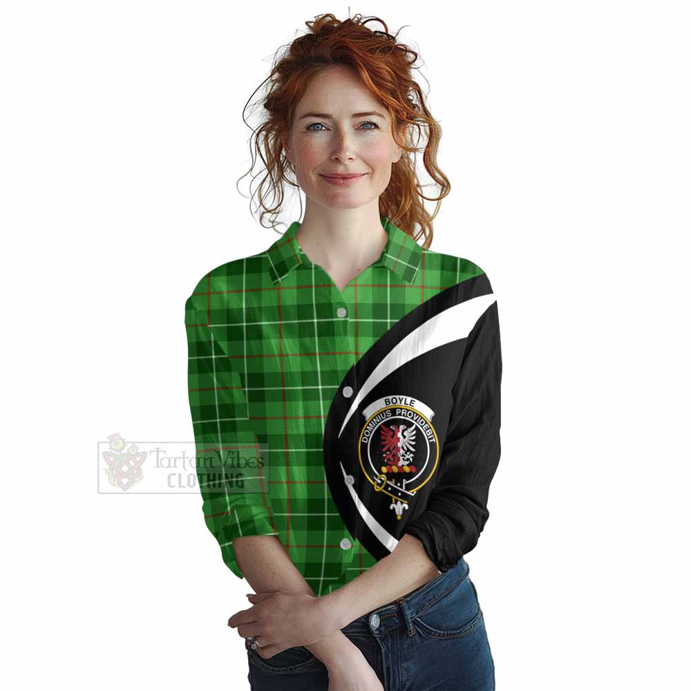 Tartan Vibes Clothing Boyle Tartan Women's Casual Shirt with Family Crest Circle Style