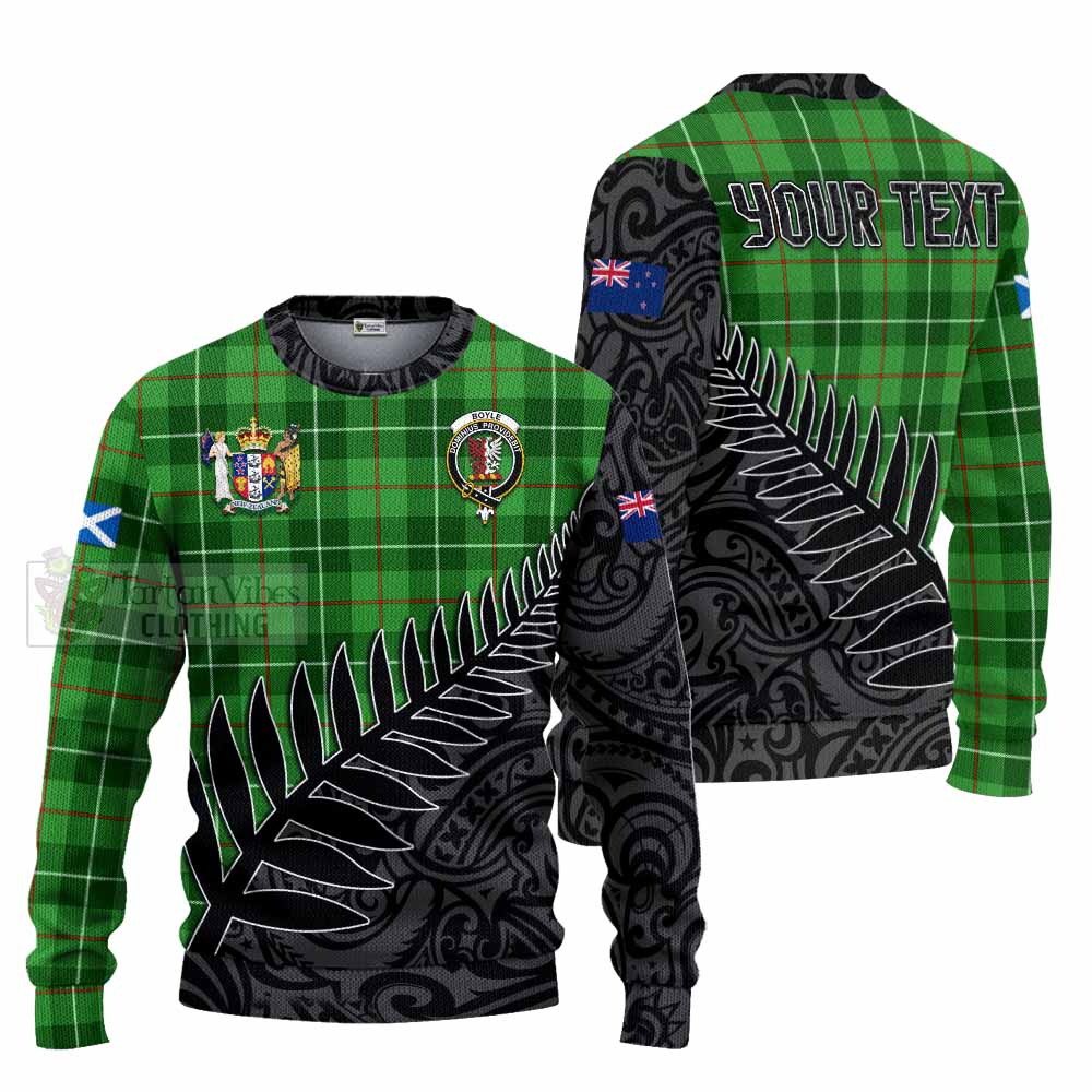 Tartan Vibes Clothing Boyle Crest Tartan Knitted Sweater with New Zealand Silver Fern Half Style