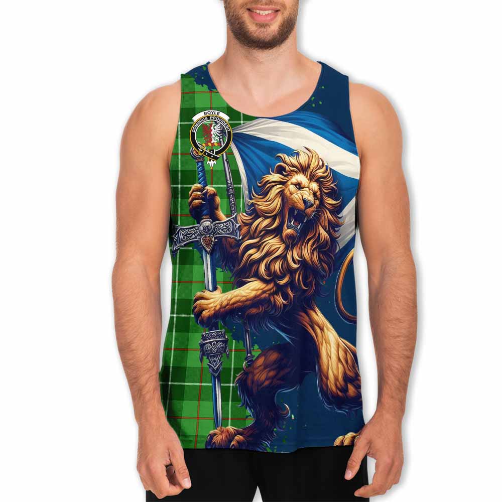 Tartan Vibes Clothing Boyle Tartan Family Crest Men's Tank Top with Scottish Majestic Lion