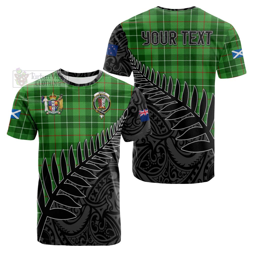 Tartan Vibes Clothing Boyle Crest Tartan Cotton T-shirt with New Zealand Silver Fern Half Style