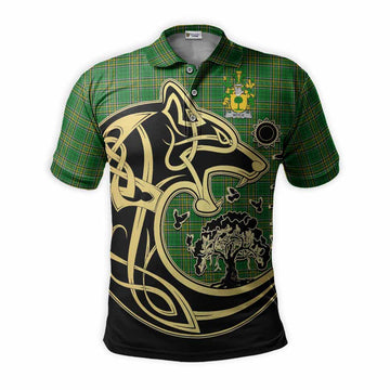 Boyle Irish Tartan Polo Shirt with Coat of Arms Celtic Wolf Style