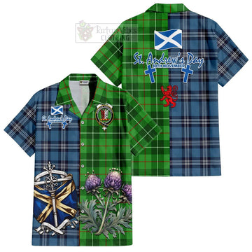 Boyle Tartan Short Sleeve Button Shirt Happy St. Andrew's Day Half Tartan Style