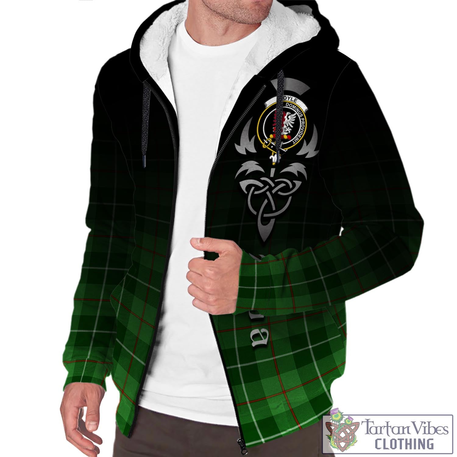 Tartan Vibes Clothing Boyle Tartan Sherpa Hoodie Featuring Alba Gu Brath Family Crest Celtic Inspired