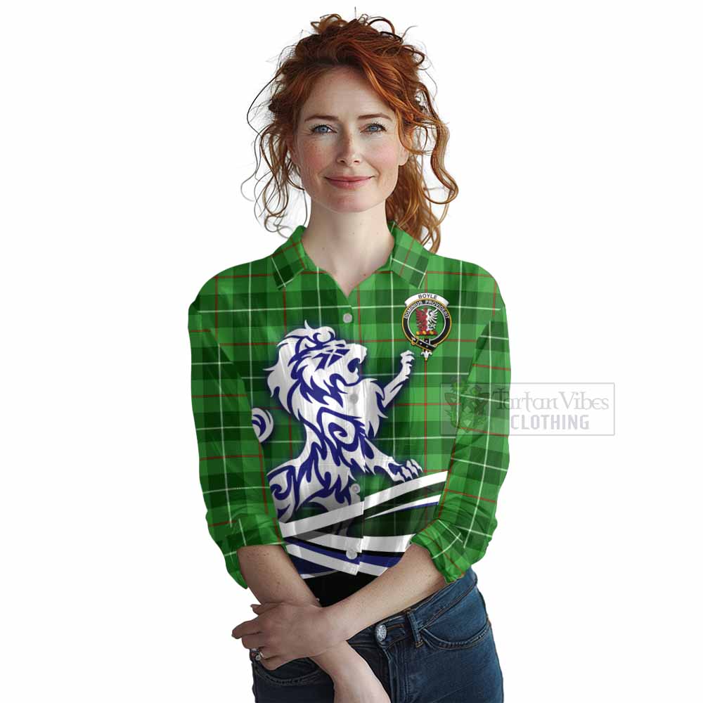 Tartan Vibes Clothing Boyle Tartan Women's Casual Shirt with Alba Gu Brath Regal Lion Emblem