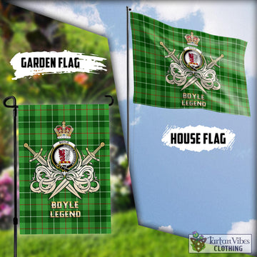 Boyle Tartan Flag with Clan Crest and the Golden Sword of Courageous Legacy