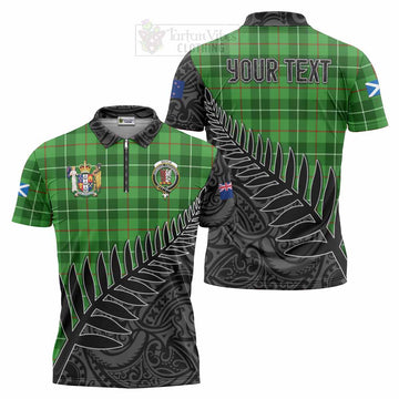 Boyle Crest Tartan Zipper Polo Shirt with New Zealand Silver Fern Half Style