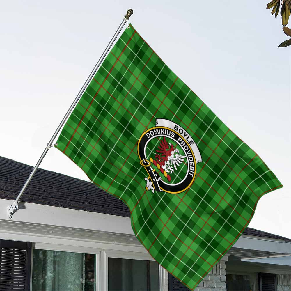 Tartan Vibes Clothing Boyle Tartan House Flag with Family Crest