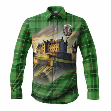 Boyle Tartan Family Crest Long Sleeve Button Shirt with Scottish Ancient Castle Style Men's Shirt S - Tartan Vibes Clothing