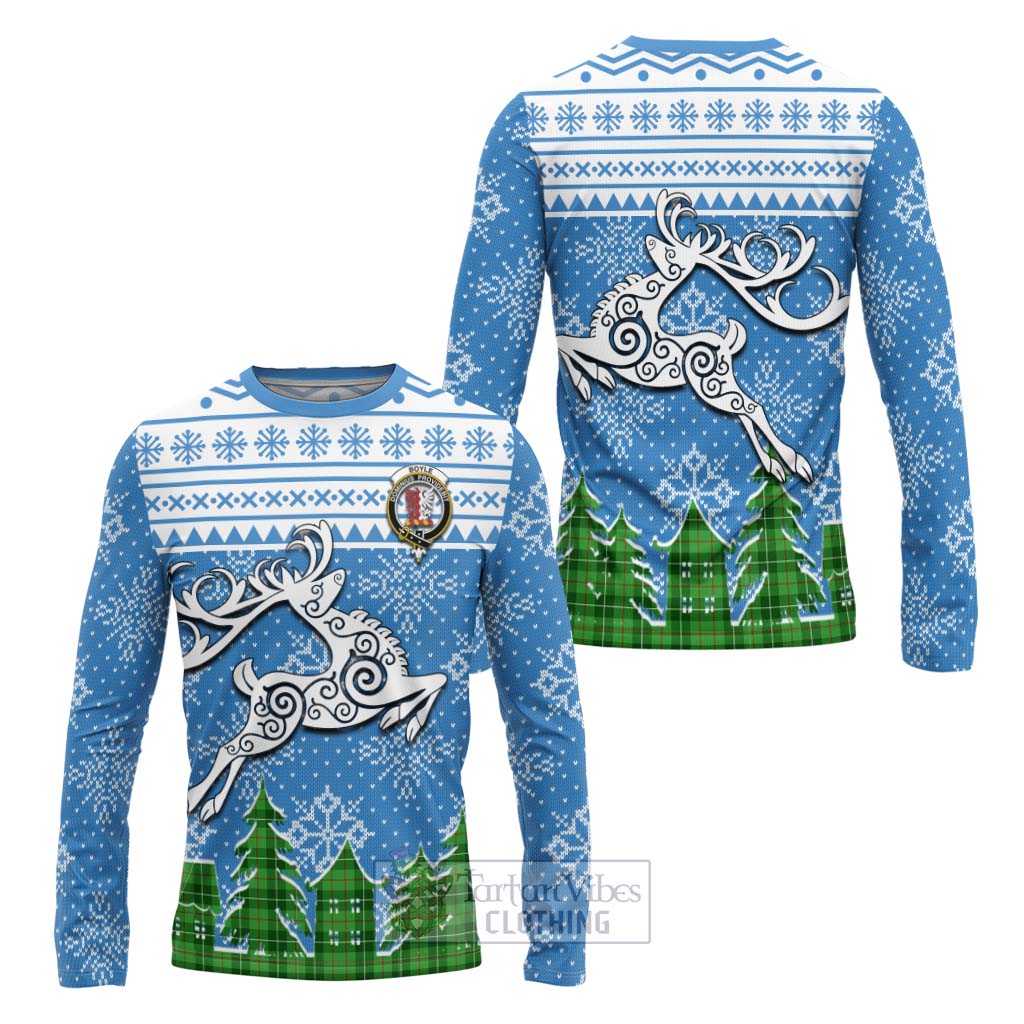 Tartan Vibes Clothing Boyle Clan Christmas Long Sleeve T-Shirt Celtic Reindeer Style