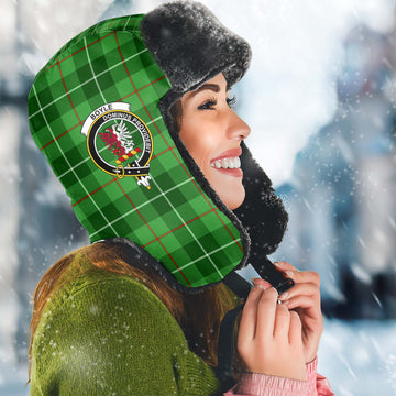 Boyle Tartan Winter Trapper Hat with Family Crest Winter Trapper Hat Universal Fit Circumference 22.8in (58cm) - Tartan Vibes Clothing
