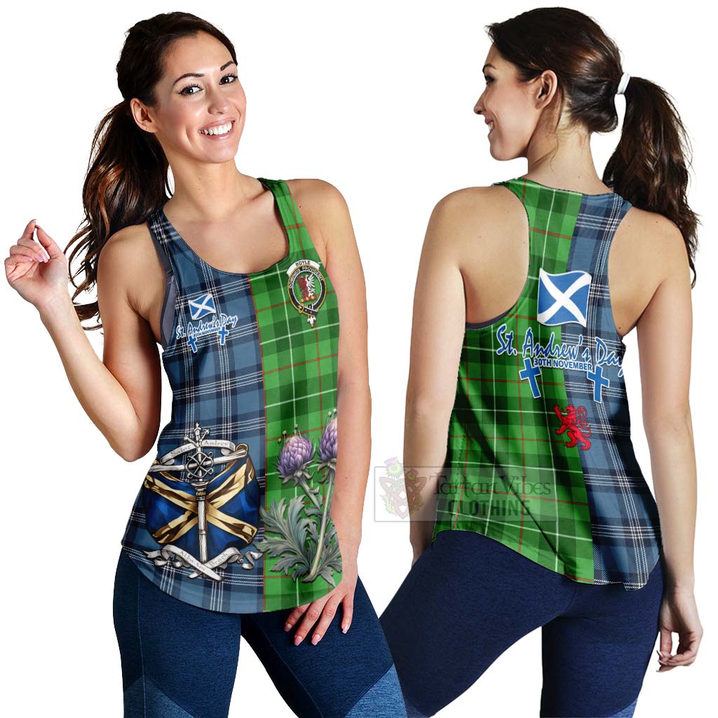 Tartan Vibes Clothing Boyle Tartan Women's Racerback Tanks Happy St. Andrew's Day Half Tartan Style