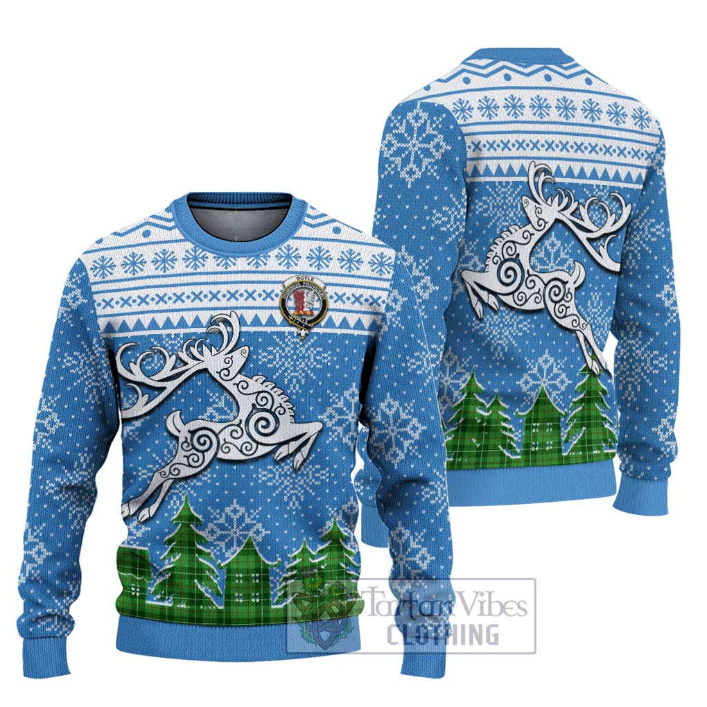 Tartan Vibes Clothing Boyle Clan Christmas Ugly Sweater with Tartan and Celtic Raindeer Style