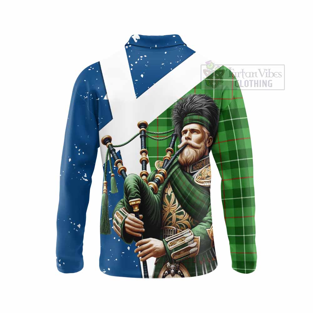 Tartan Vibes Clothing Boyle Tartan Long Sleeve Polo Shirt with Family Crest Scottish Bagpiper Vibes