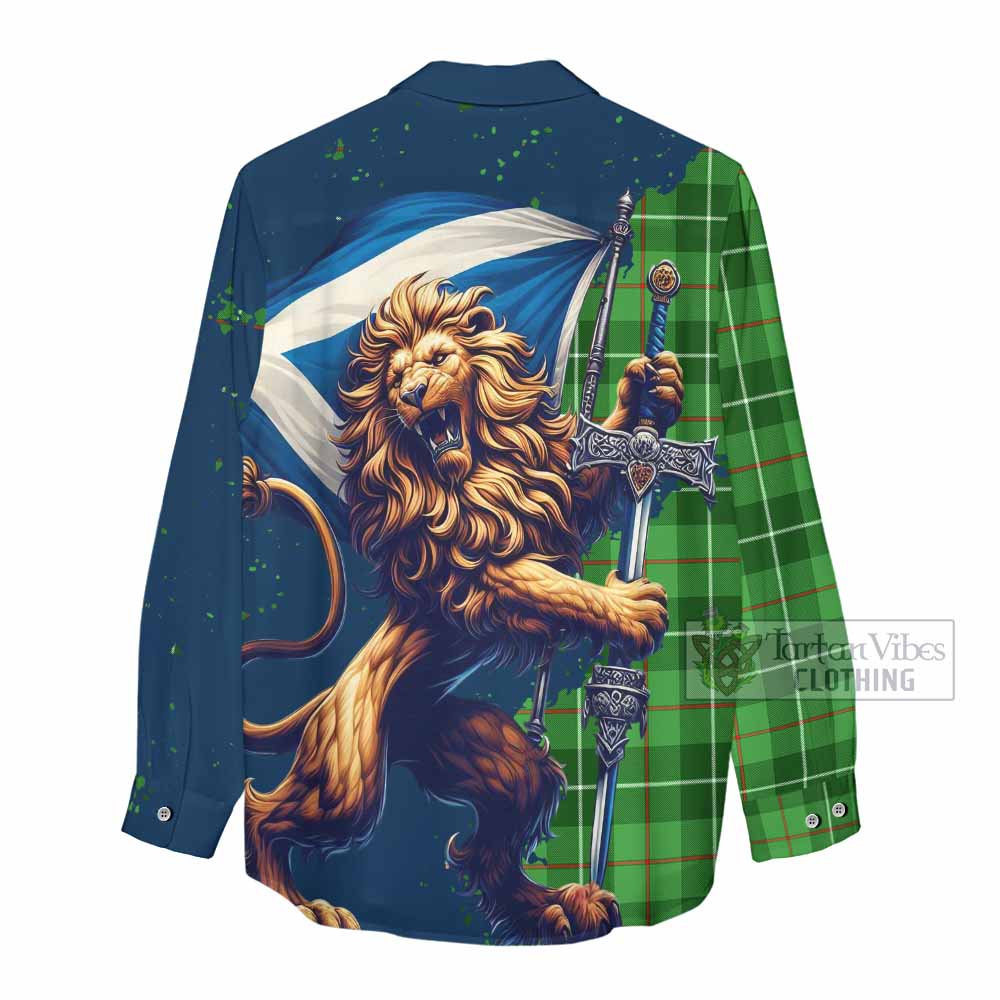 Tartan Vibes Clothing Boyle Tartan Family Crest Women's Casual Shirt with Scottish Majestic Lion