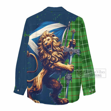 Boyle Tartan Family Crest Women's Casual Shirt with Scottish Majestic Lion