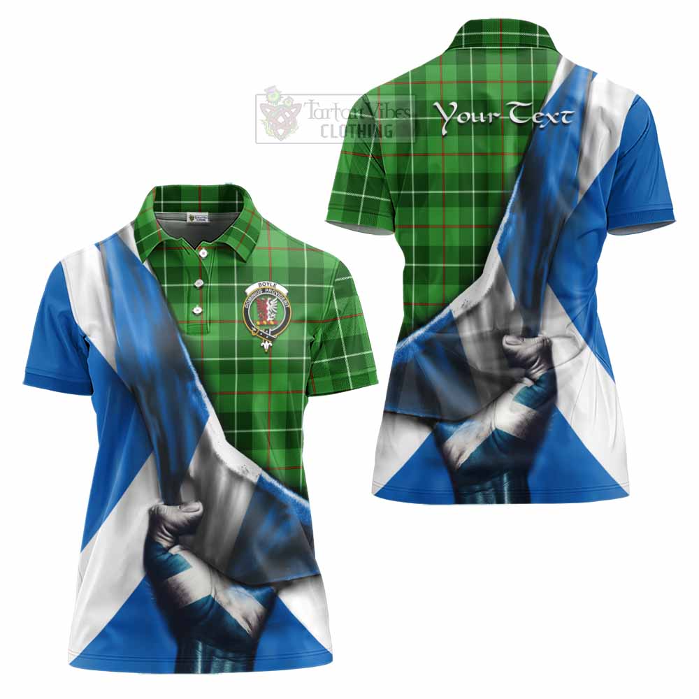 Tartan Vibes Clothing Boyle Tartan Women's Polo Shirt with Family Crest Scotland Patriotic Style