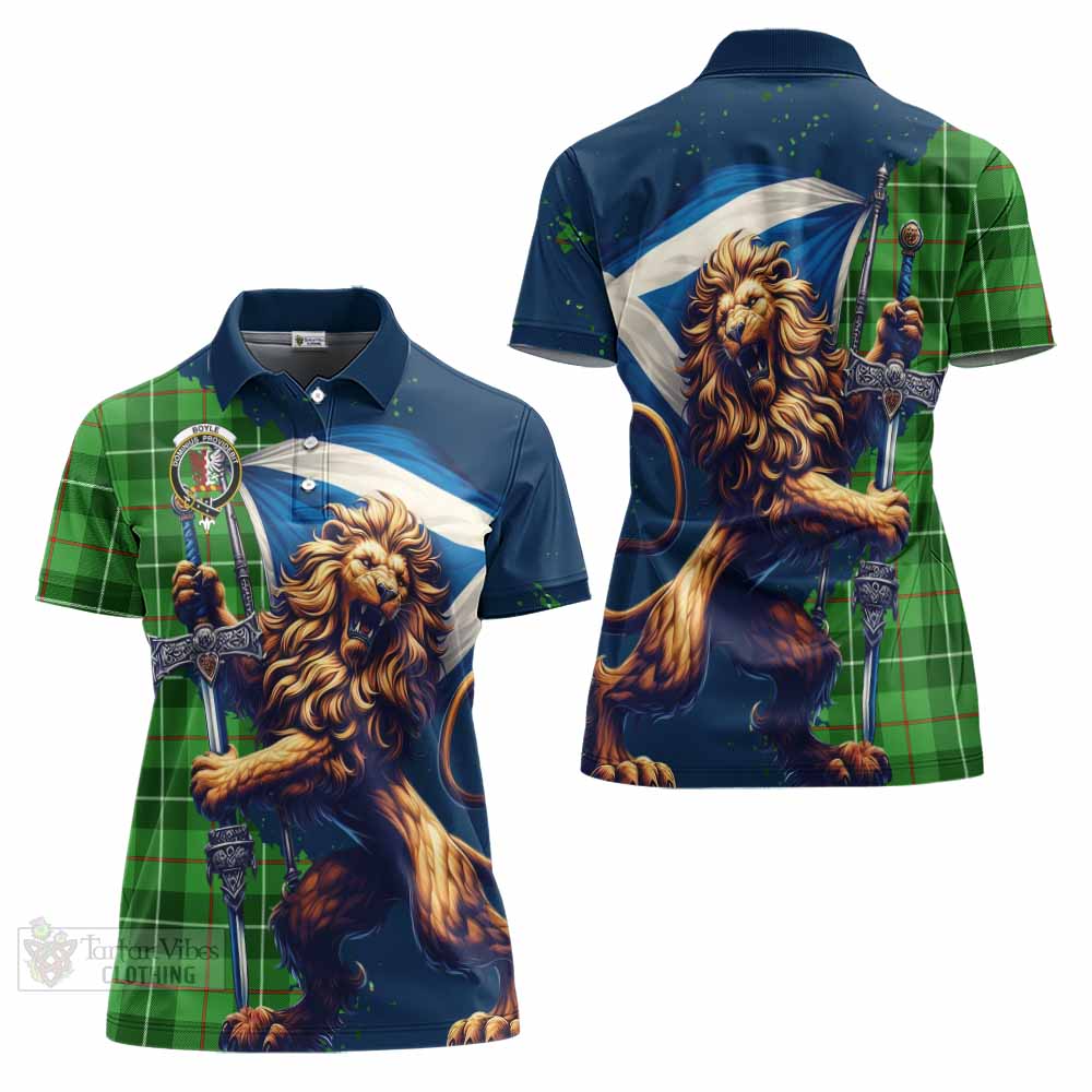 Tartan Vibes Clothing Boyle Tartan Family Crest Women's Polo Shirt with Scottish Majestic Lion