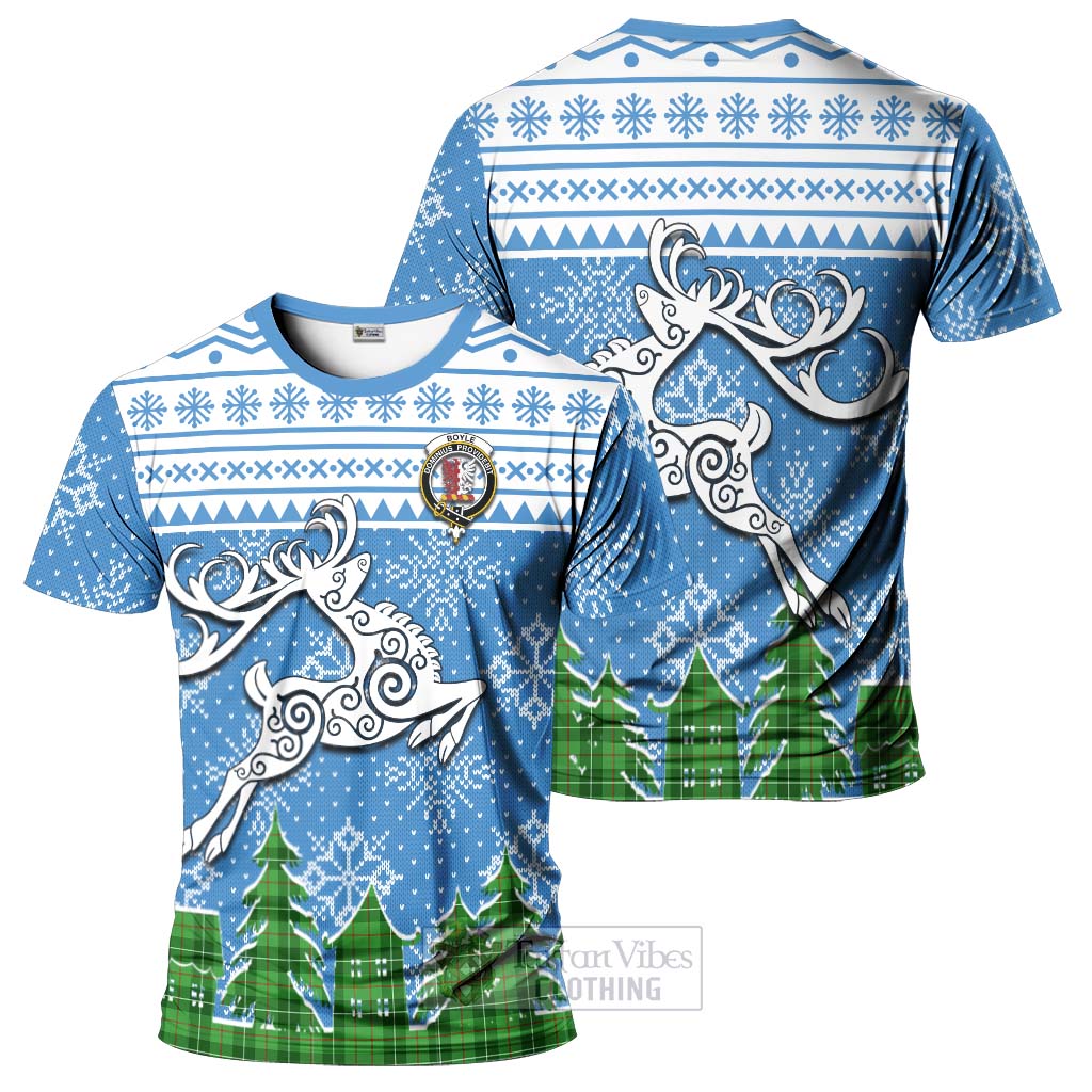 Tartan Vibes Clothing Boyle Clan Christmas T-Shirt Celtic Reindeer Style