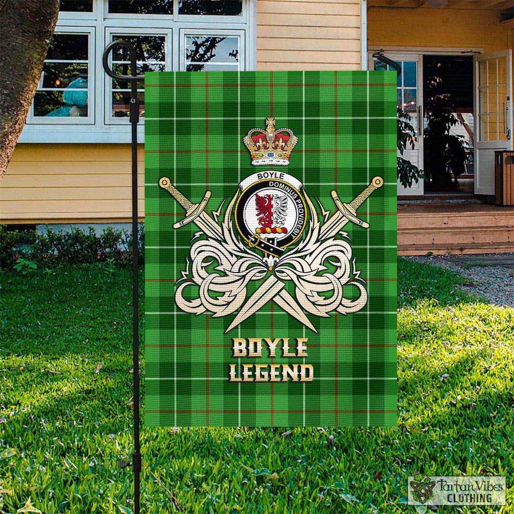 Tartan Vibes Clothing Boyle Tartan Flag with Clan Crest and the Golden Sword of Courageous Legacy