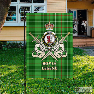 Boyle Tartan Flag with Clan Crest and the Golden Sword of Courageous Legacy