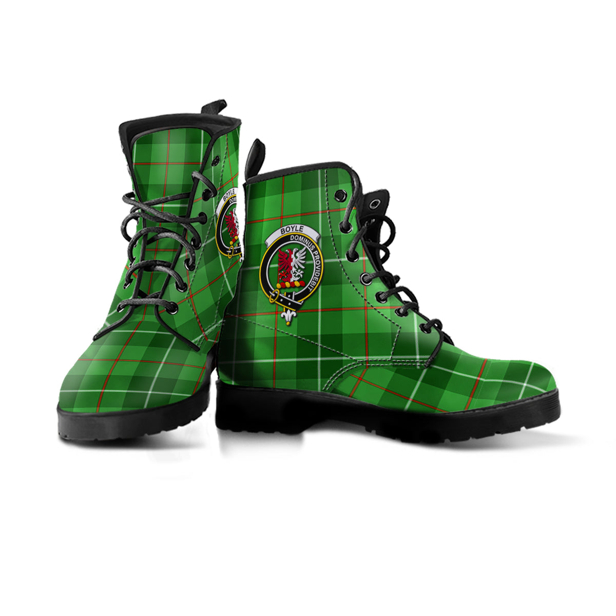 Boyle Tartan Leather Boots with Family Crest - Tartan Vibes Clothing