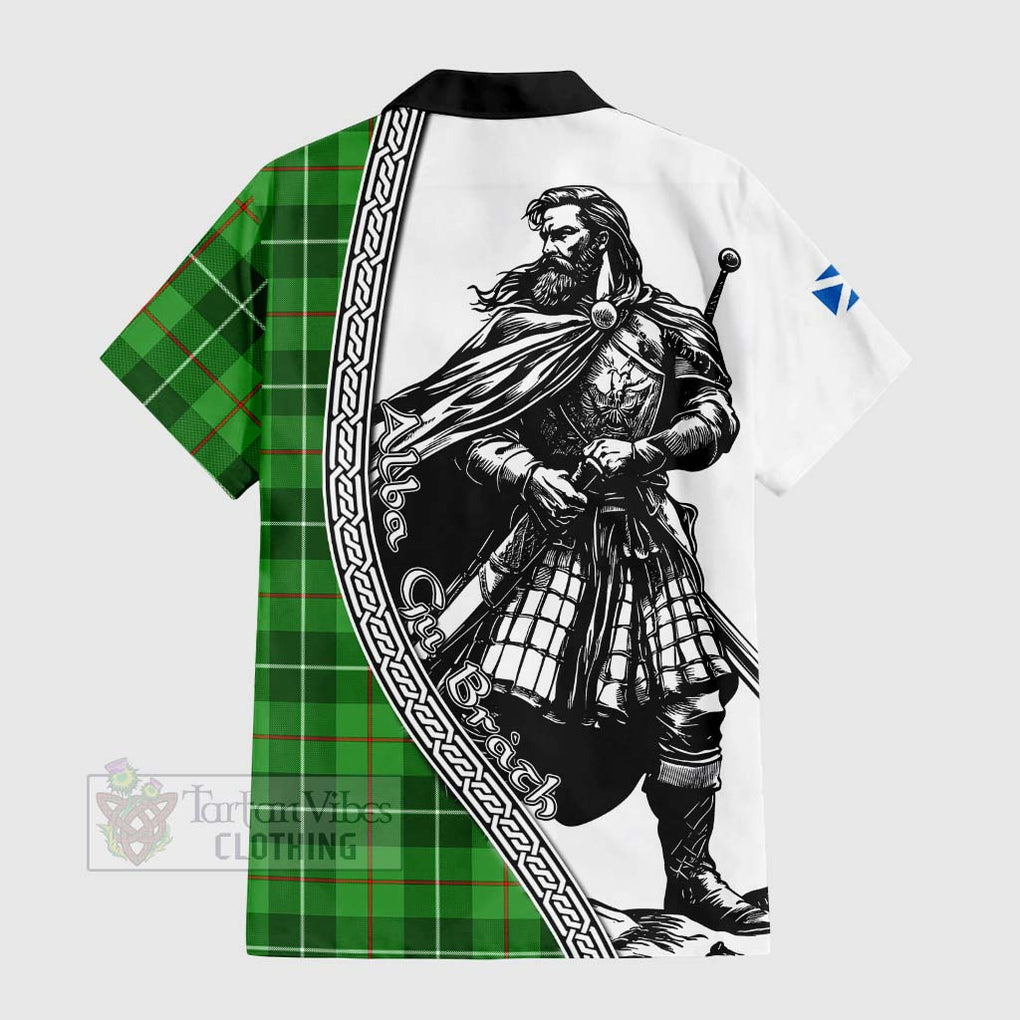 Tartan Vibes Clothing Boyle Tartan Clan Crest Short Sleeve Button Shirt with Highlander Warrior Celtic Style