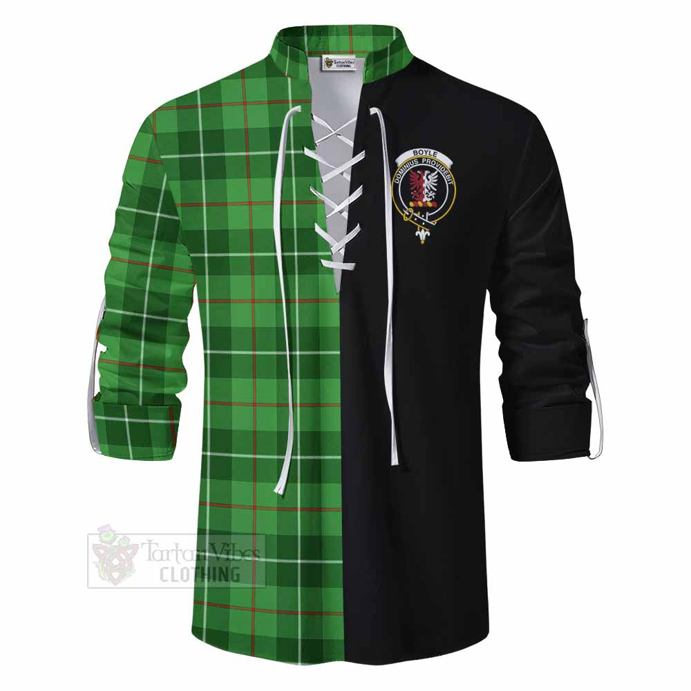 Tartan Vibes Clothing Boyle Tartan Ghillie Kilt Shirt with Family Crest and Half Of Me Style