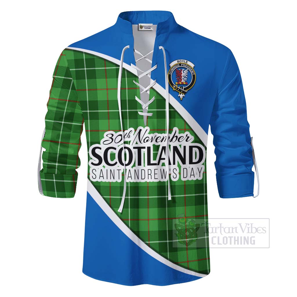 Tartan Vibes Clothing Boyle Family Crest Tartan Ghillie Kilt Shirt Celebrate Saint Andrew's Day in Style