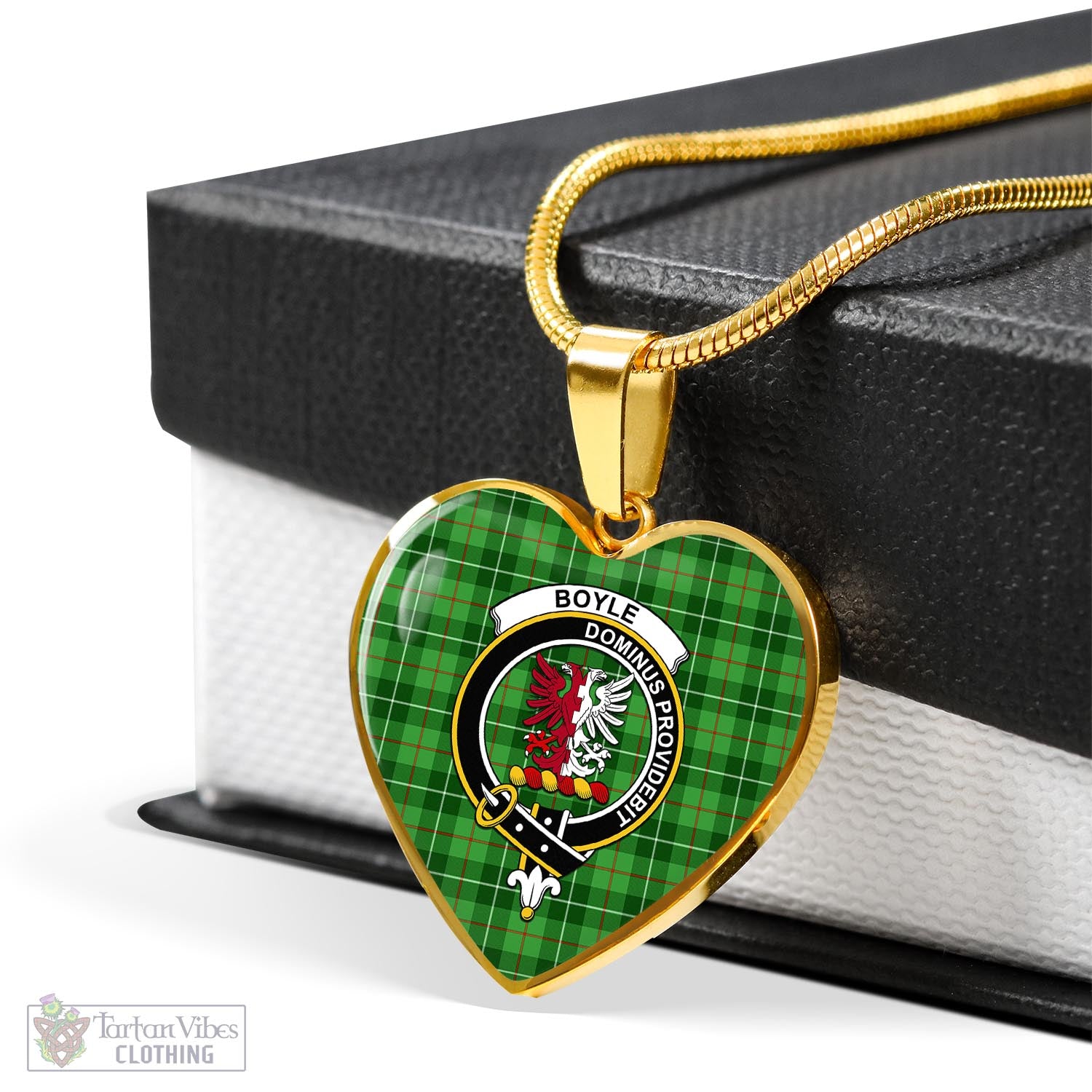 Tartan Vibes Clothing Boyle Tartan Heart Necklace with Family Crest