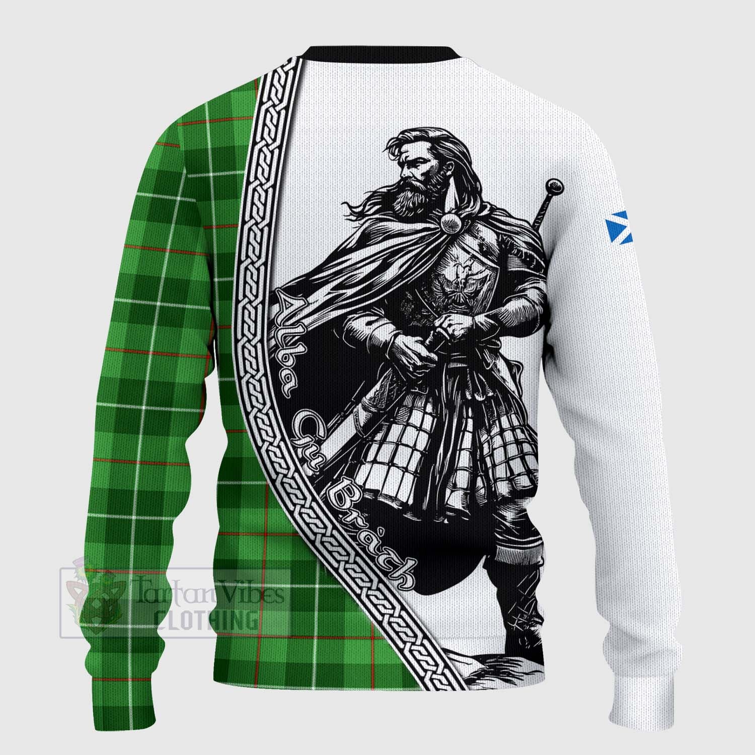 Tartan Vibes Clothing Boyle Tartan Clan Crest Knitted Sweater with Highlander Warrior Celtic Style