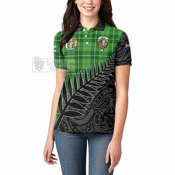 Boyle Crest Tartan Women's Polo Shirt with New Zealand Silver Fern Half Style