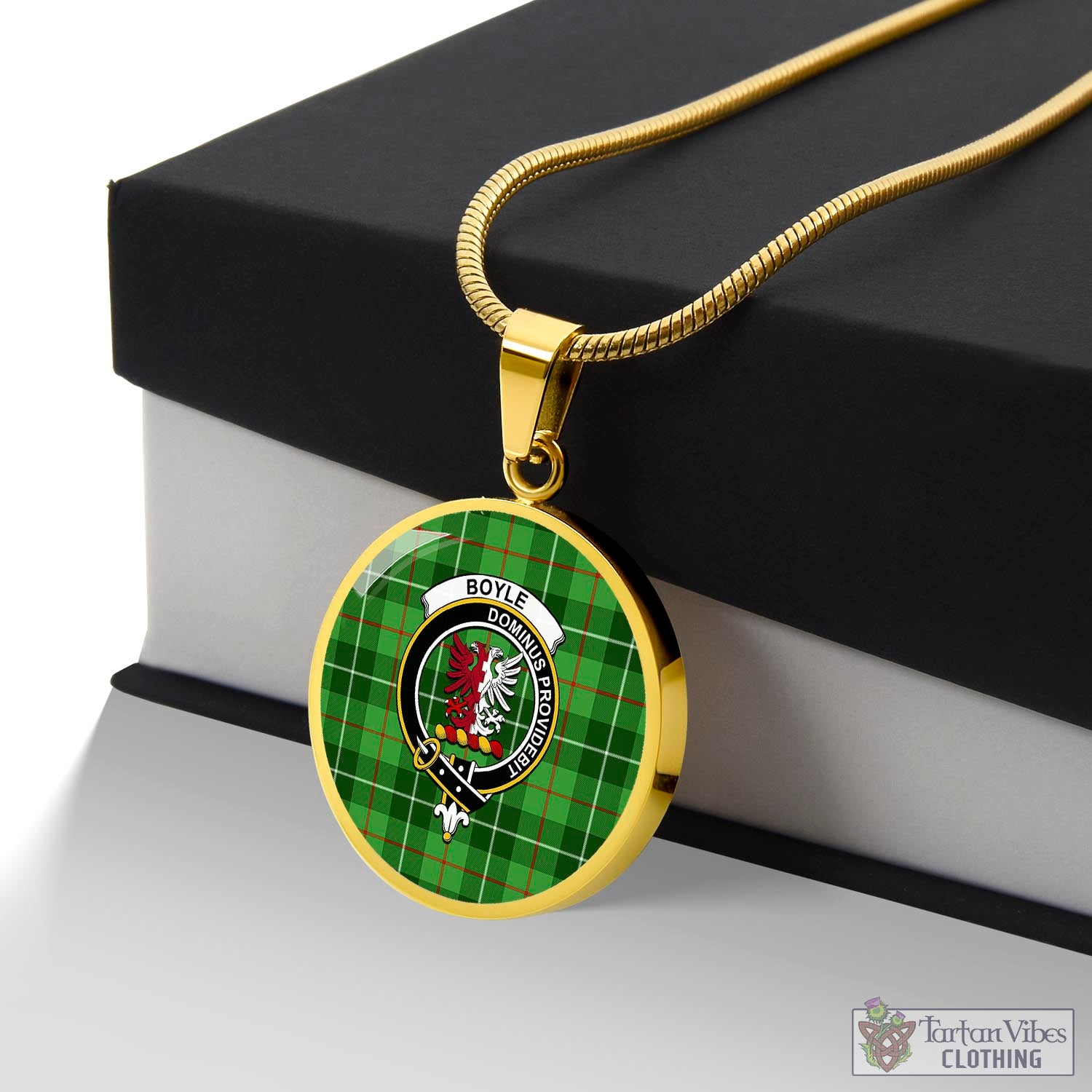 Boyle Tartan Circle Necklace with Family Crest Luxury Necklace (Gold) No - Tartan Vibes Clothing