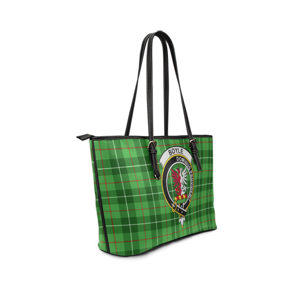 Boyle Tartan Leather Tote Bag with Family Crest - Tartan Vibes Clothing