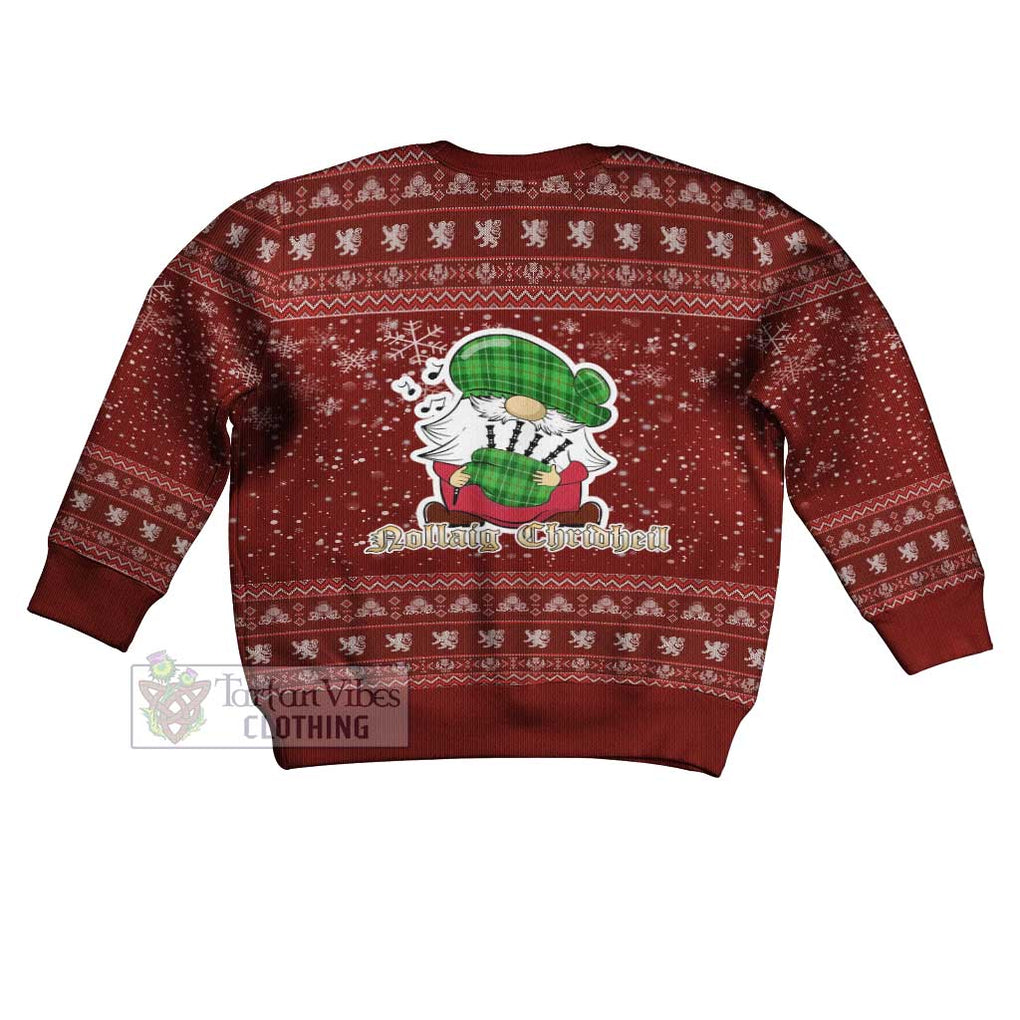 Tartan Vibes Clothing Boyle Clan Christmas Kid Ugly Sweater with Gnome Playing Bagpipes