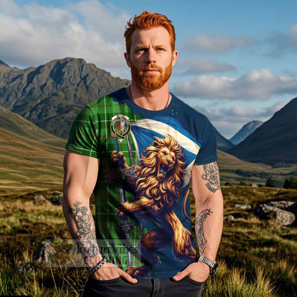 Tartan Vibes Clothing Boyle Tartan Family Crest T-Shirt with Scottish Majestic Lion