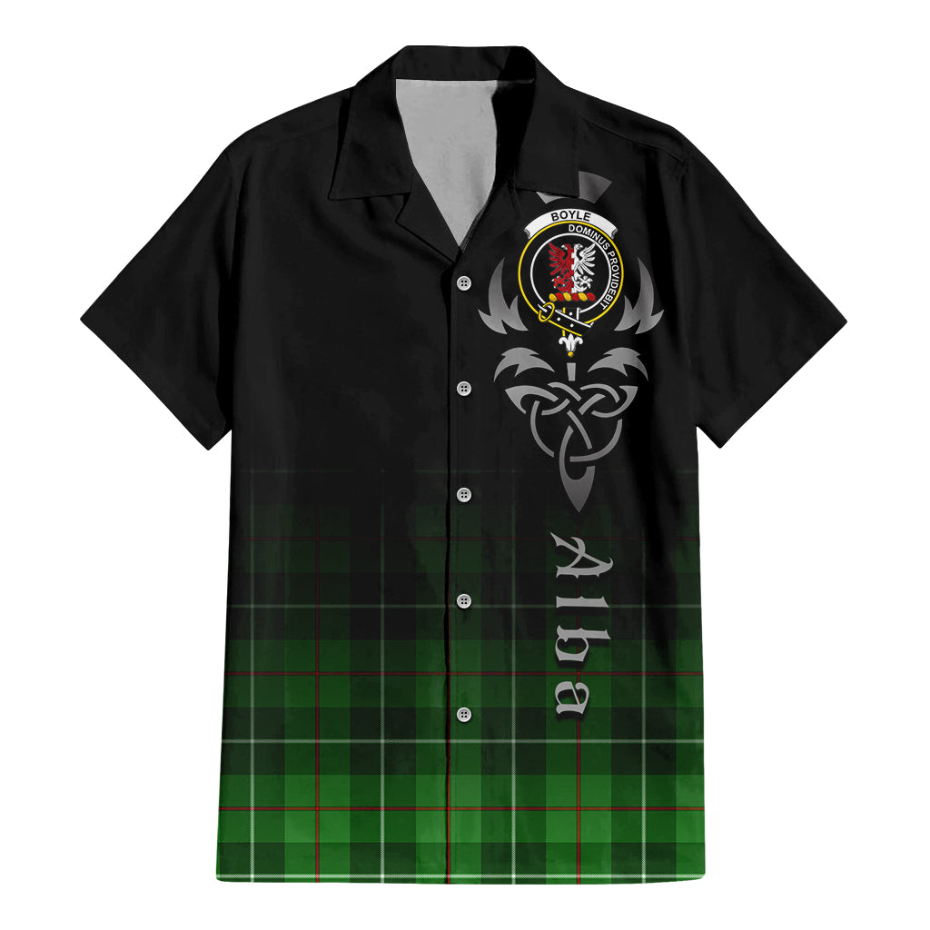 Tartan Vibes Clothing Boyle Tartan Short Sleeve Button Up Featuring Alba Gu Brath Family Crest Celtic Inspired