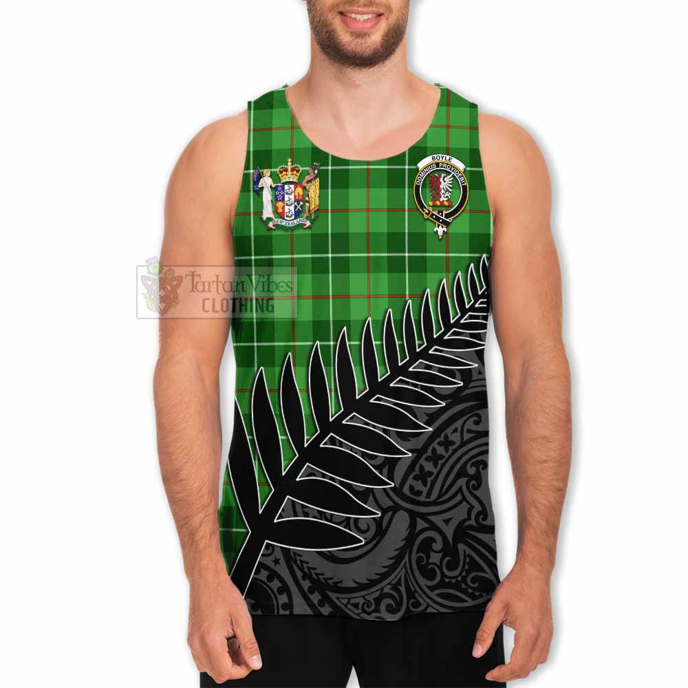 Tartan Vibes Clothing Boyle Crest Tartan Men's Tank Top with New Zealand Silver Fern Half Style