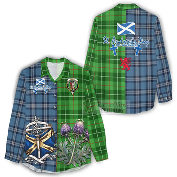 Boyle Tartan Women's Casual Shirt Happy St. Andrew's Day Half Tartan Style