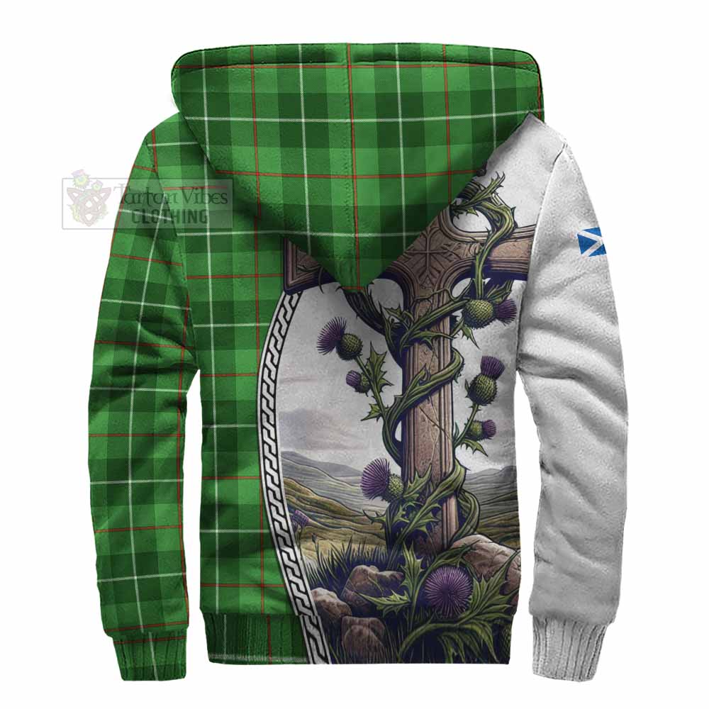 Tartan Vibes Clothing Boyle Tartan Sherpa Hoodie with Family Crest and St. Andrew's Cross Accented by Thistle Vines