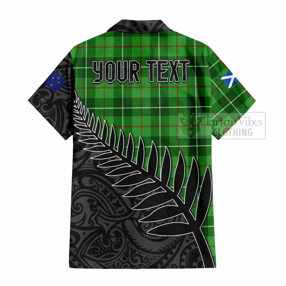 Tartan Vibes Clothing Boyle Crest Tartan Short Sleeve Button Shirt with New Zealand Silver Fern Half Style