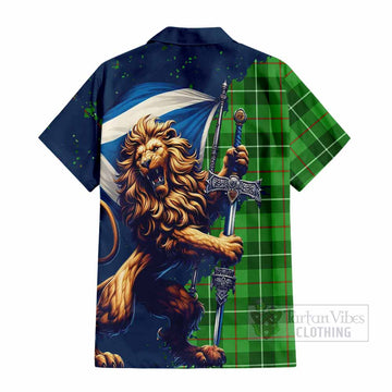 Boyle Tartan Family Crest Short Sleeve Button Shirt with Scottish Majestic Lion