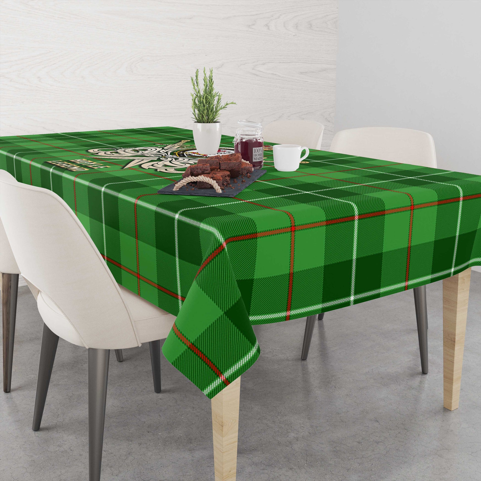 Tartan Vibes Clothing Boyle Tartan Tablecloth with Clan Crest and the Golden Sword of Courageous Legacy