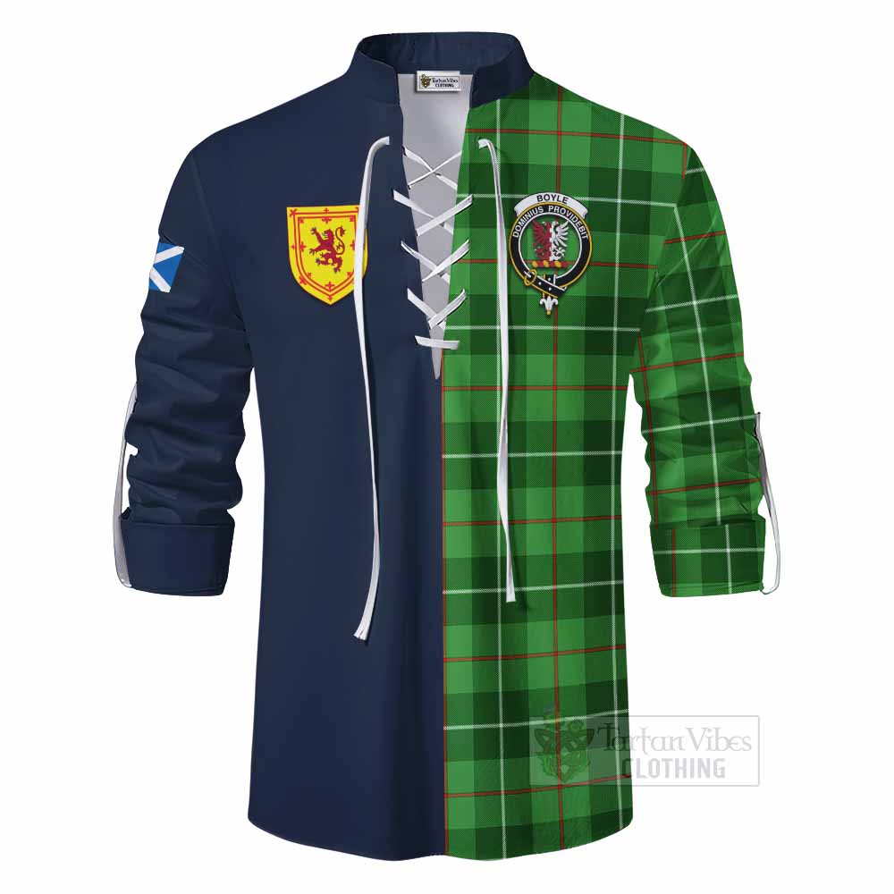 Boyle Tartan Ghillie Kilt Shirt Alba with Scottish Lion Royal Arm Half Style