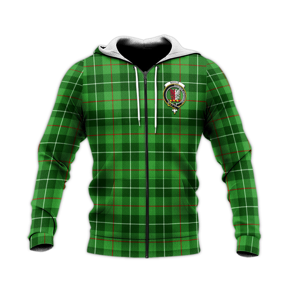 Boyle Tartan Knitted Hoodie with Family Crest Unisex Knitted Zip Hoodie - Tartanvibesclothing